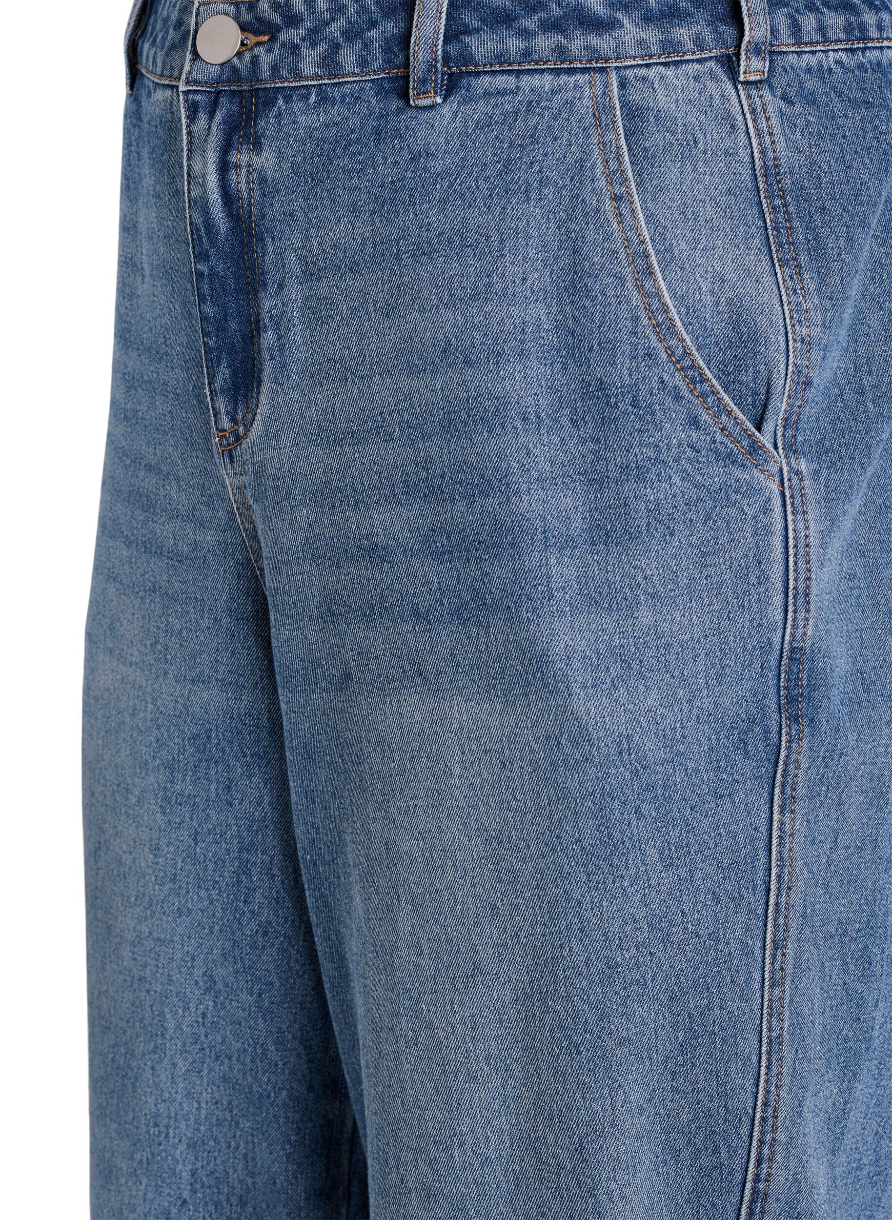 ZizziHoch taillierte Barrel-Jeans, Blau, Packshot image number 2