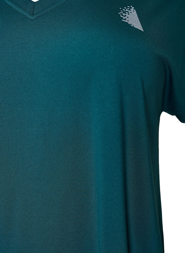 Lockeres Trainings-T-Shirt mit V-Ausschnitt, Gr&uuml;n, Packshot image number 2