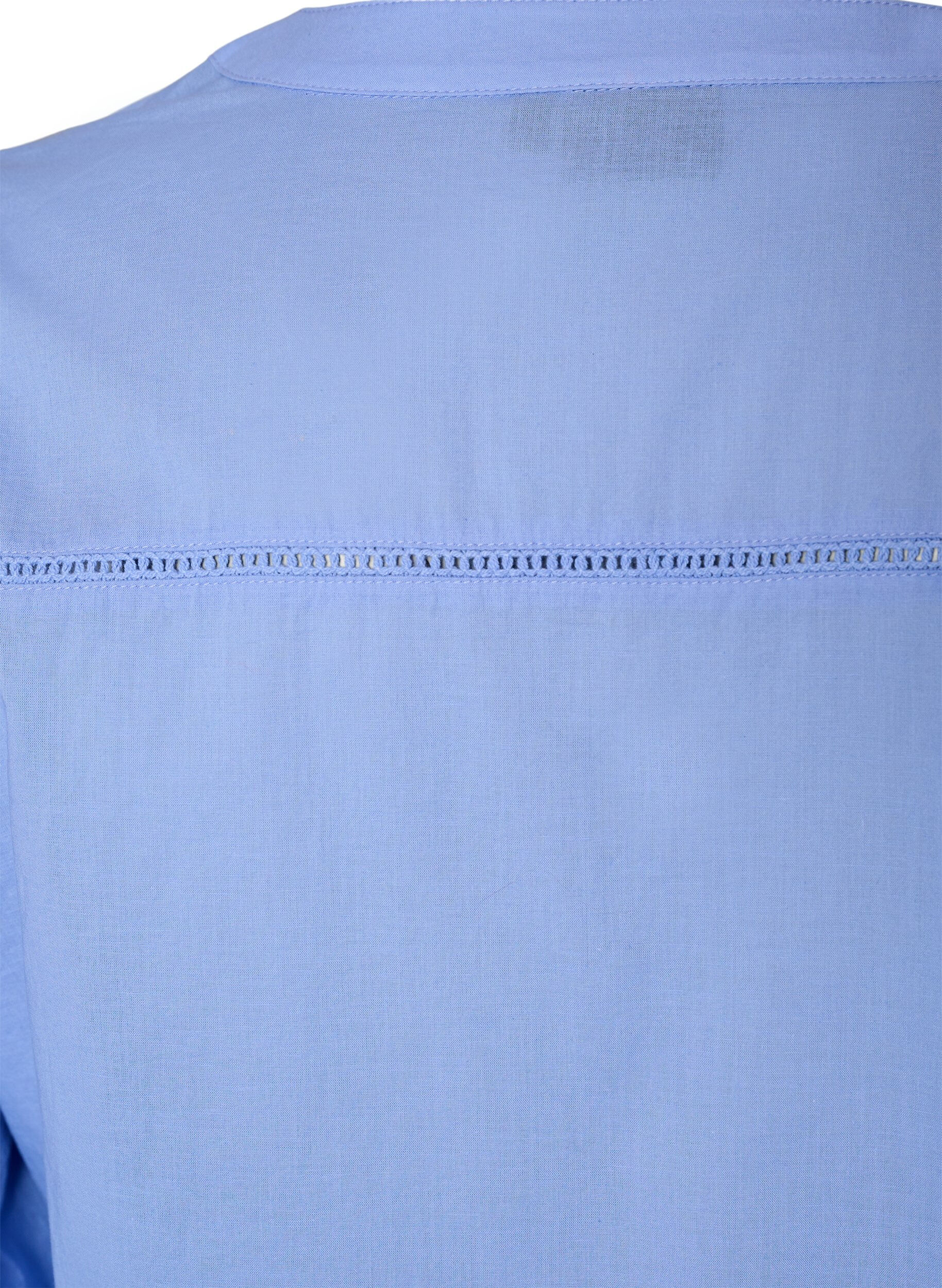 ZizziTunika aus Baumwolle mit V-Ausschnitt und H&auml;kelspitze, Blau, Packshot image number 3