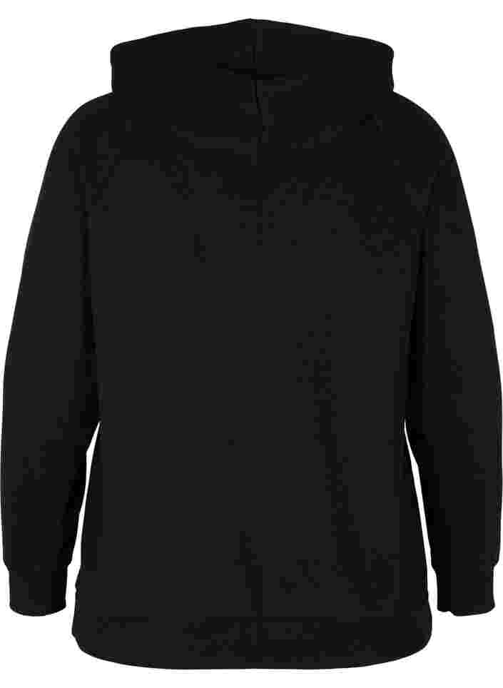 Sweatshirt mit Printdetails und Kapuze, Black, Packshot image number 1