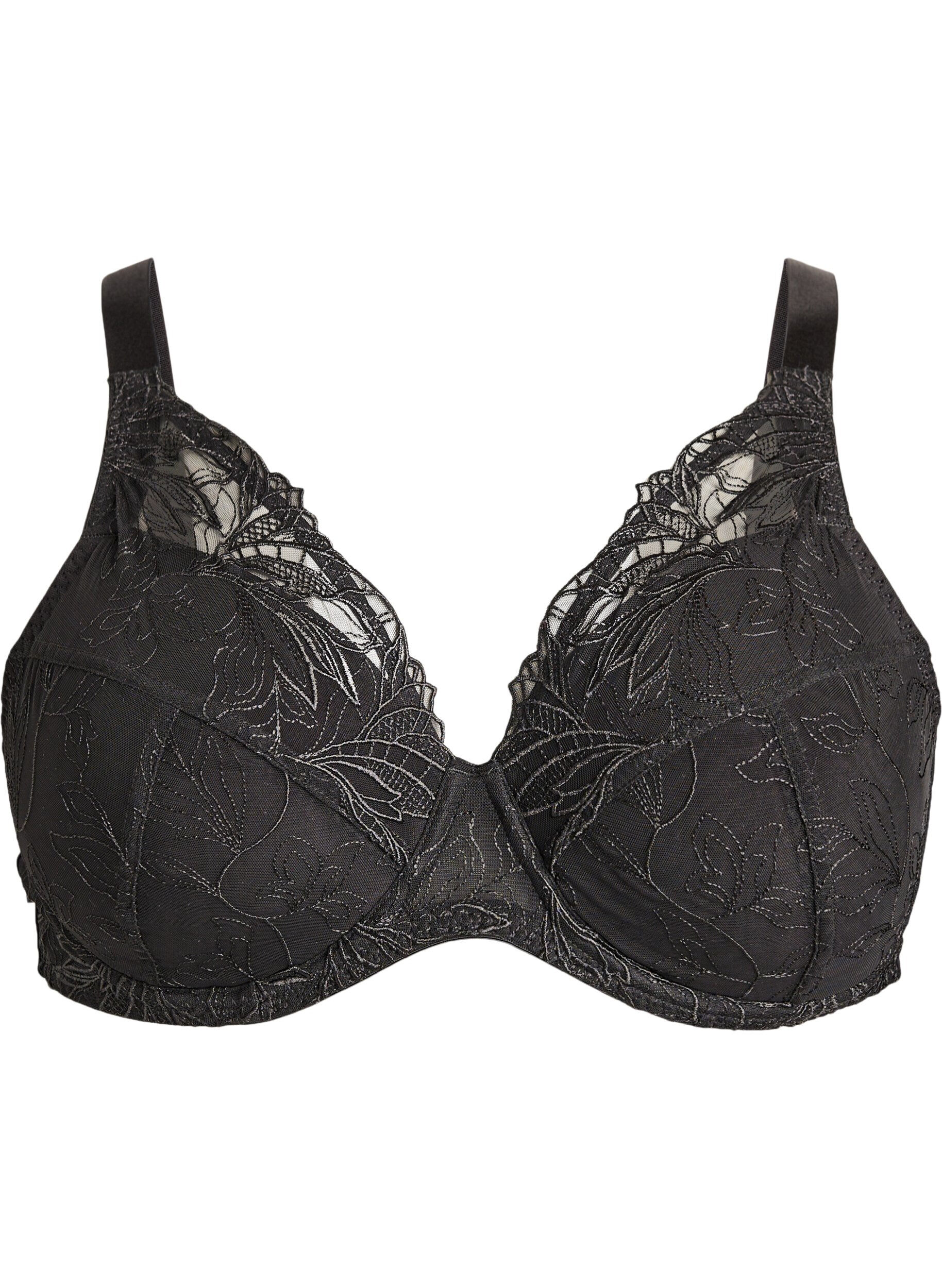 ZizziGepolsterter Spitzen-BH mit B&uuml;gel, Schwarz, Packshot image number 0