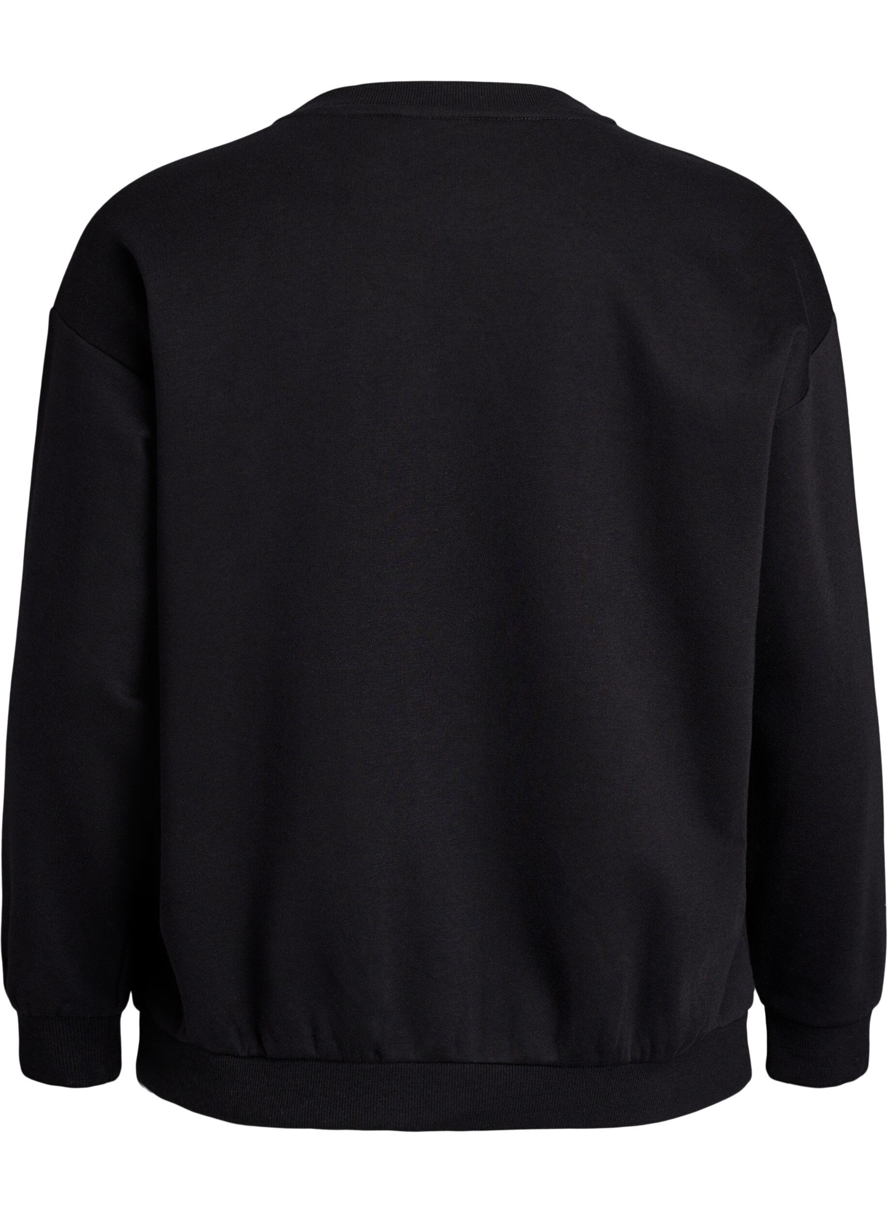 Zizzi Sweatshirt mit Statement-Detail, Schwarz, Packshot image number 1