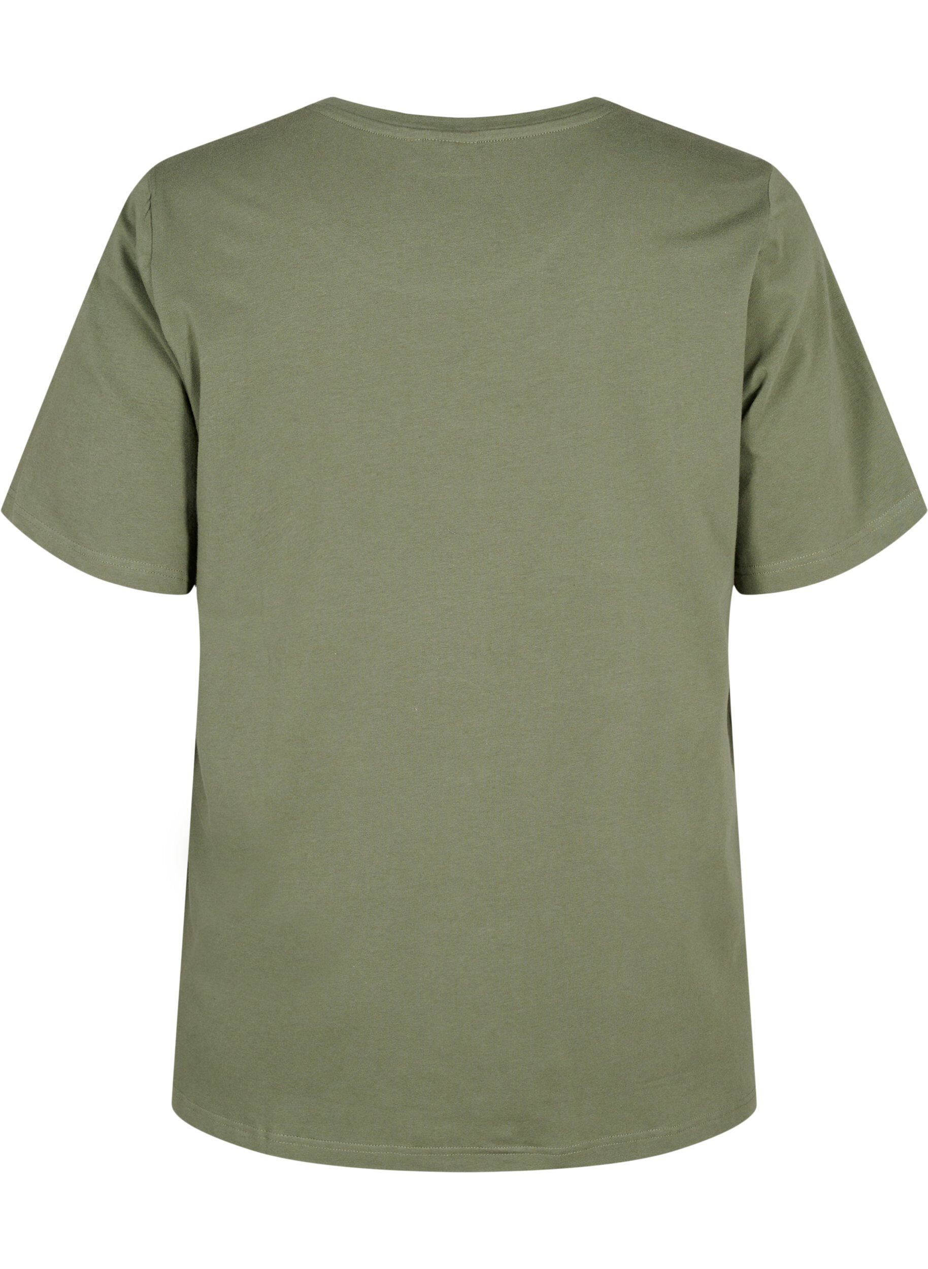 Zizzi T-Shirt aus Bio-Baumwolle mit Stickereidetails, Thyme, Packshot image number 1