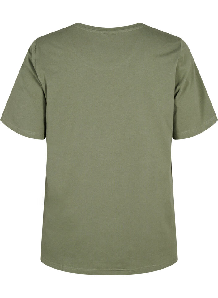 T-Shirt aus Bio-Baumwolle mit Stickereidetails, Thyme, Packshot image number 1