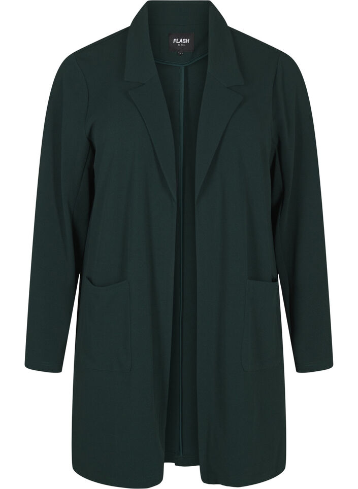 Lange Blazer mit Taschen, Gr&uuml;n, Packshot image number 0