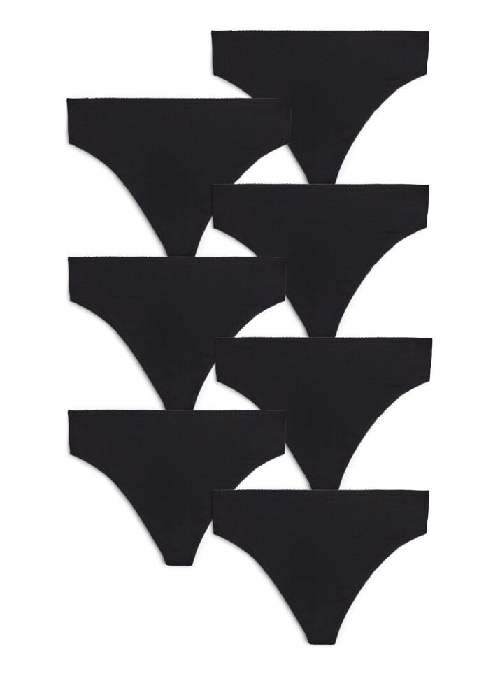 7-pack G-String aus Baumwolle, Schwarz, Packshot image number 0