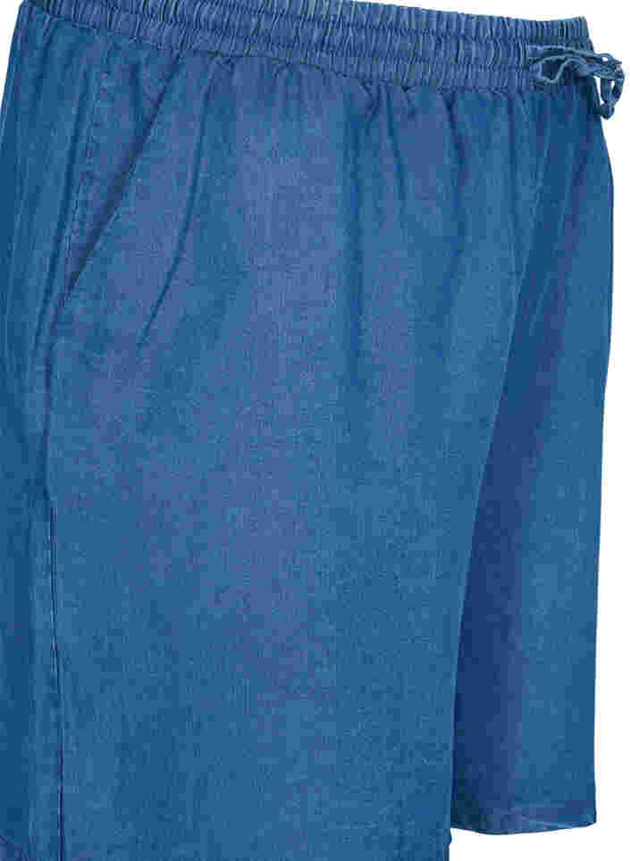 Shorts mit lockerer Passform, Bindeschnüren und Taschen, Blue denim, Packshot image number 2