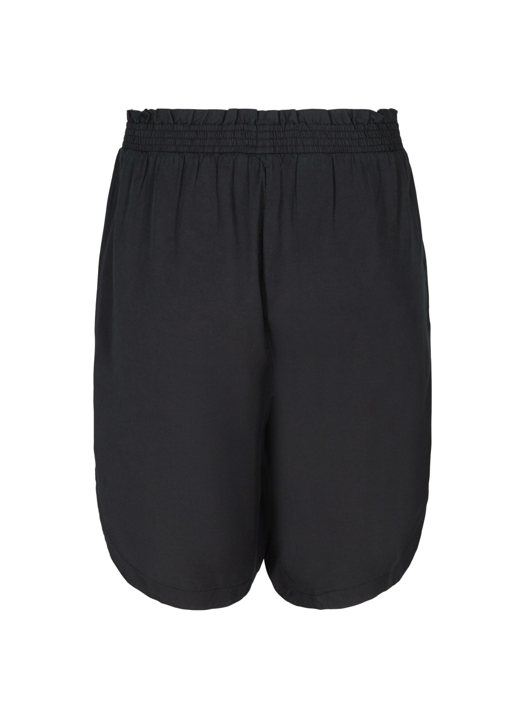 Zizzi Lockere Bermudashorts mit Smock, Black, Packshot image number 1