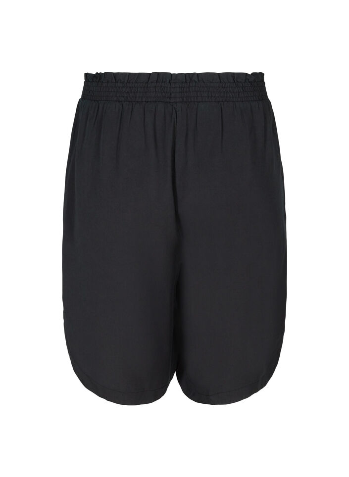 Lockere Bermudashorts mit Smock, Black, Packshot image number 1