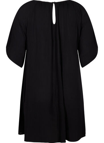 Kleid aus Viskose mit kurzen Ärmeln, Black, Packshot image number 1