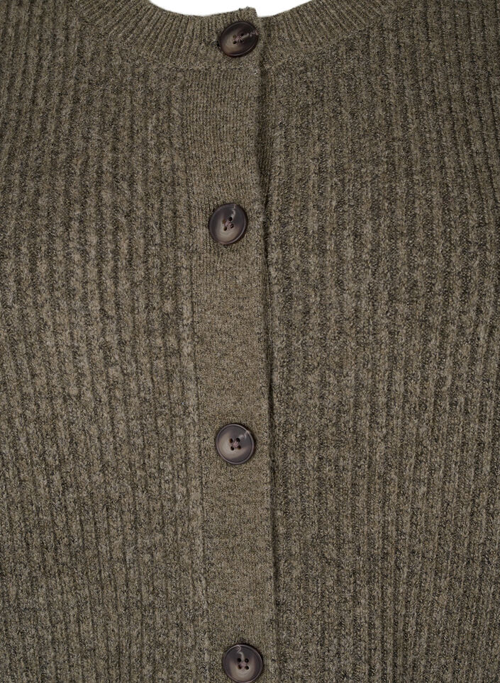 Rippenstrick Strickjacke mit Knöpfen, Grün, Packshot image number 2