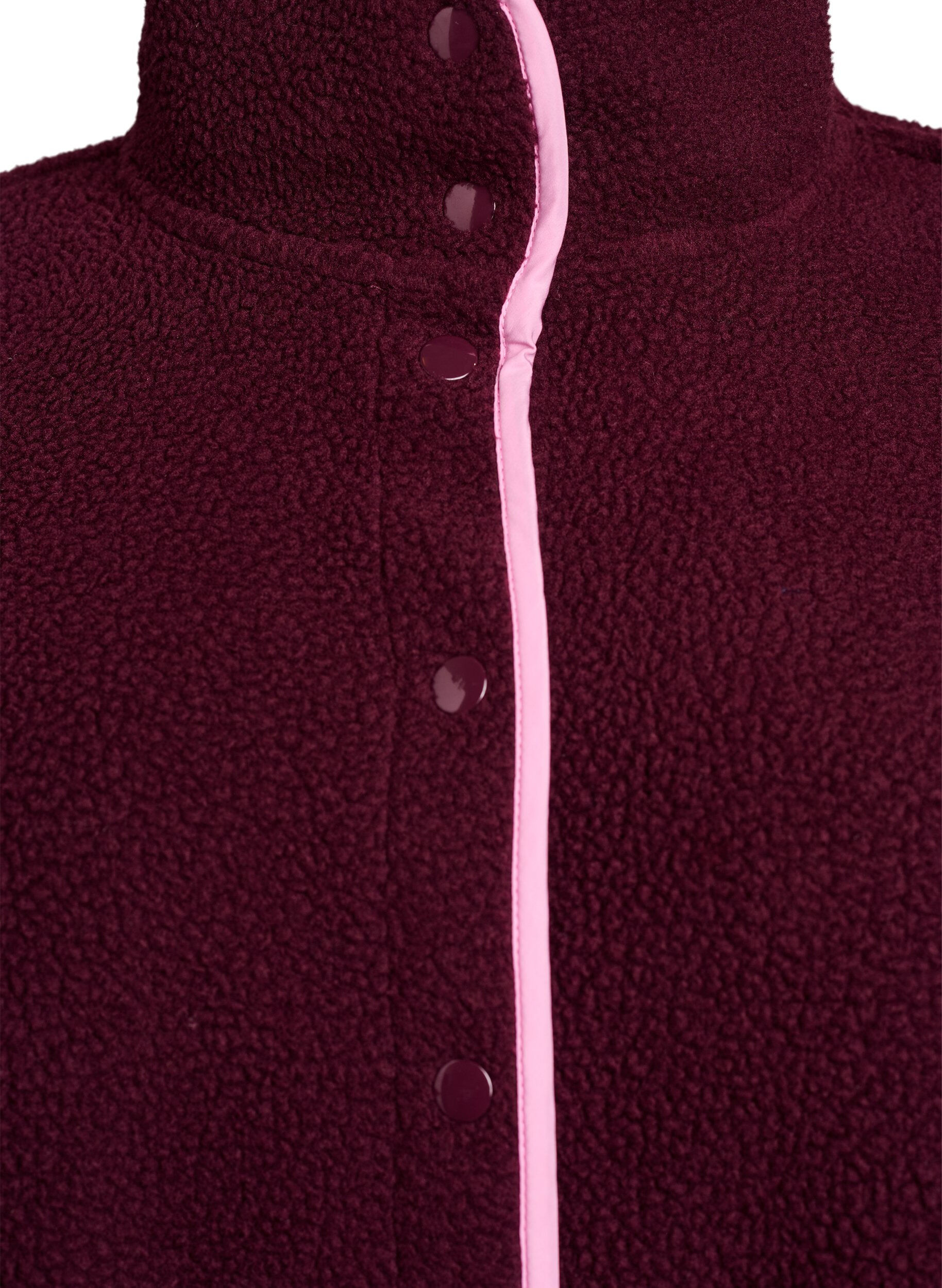 Zizzi Teddy-Jacke mit Kontrastdetails, Rot, Packshot image number 2