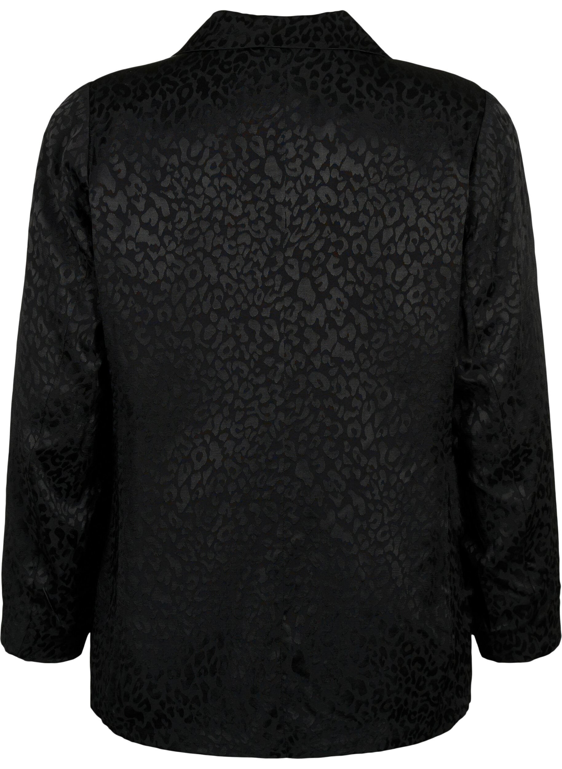 Zizzi Ton-in-Ton-Jacquard-Blazer aus Viskose, Black, Packshot image number 1