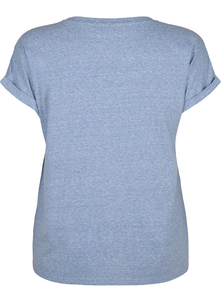Melange T-Shirt mit kurzen &Auml;rmeln, Blau, Packshot image number 1