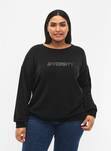 Sweatshirt mit Textdruck, Black, Model image number 0