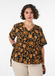 Gebl&uuml;mte Bluse aus Baumwolle mit Bindeband, Orange, Model image number 0