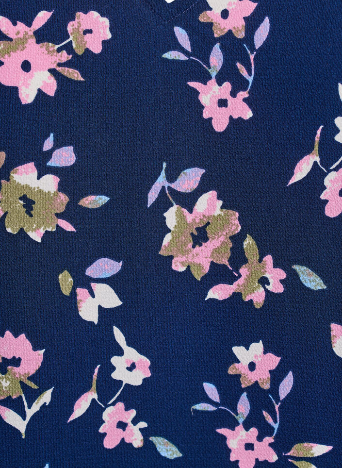 Bedrucktes Oberteil mit V-Ausschnitt, Blau, Packshot image number 2