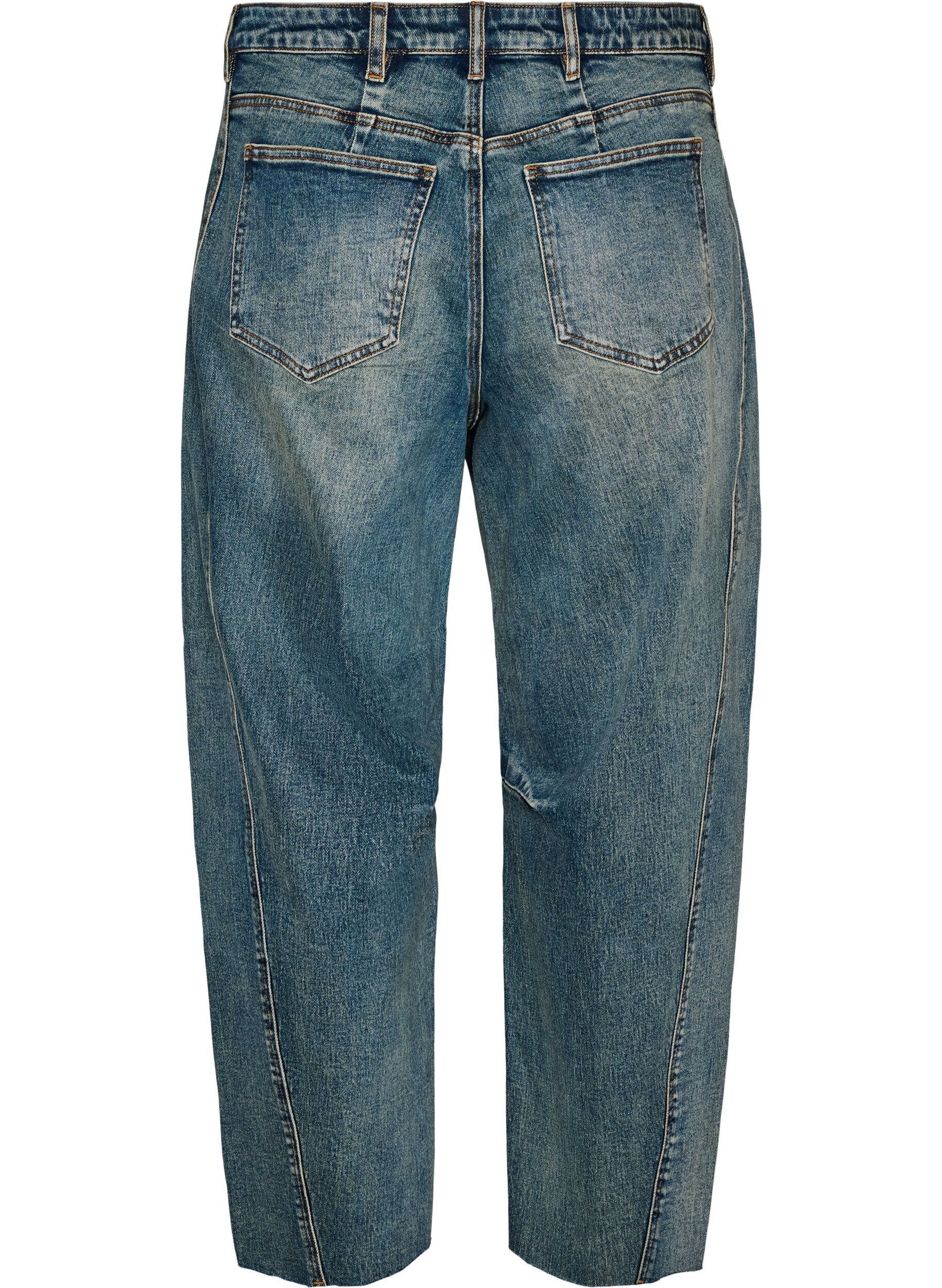 ZizziBarrel Fit Jeans mit Used-Waschung, Blau, Packshot image number 1