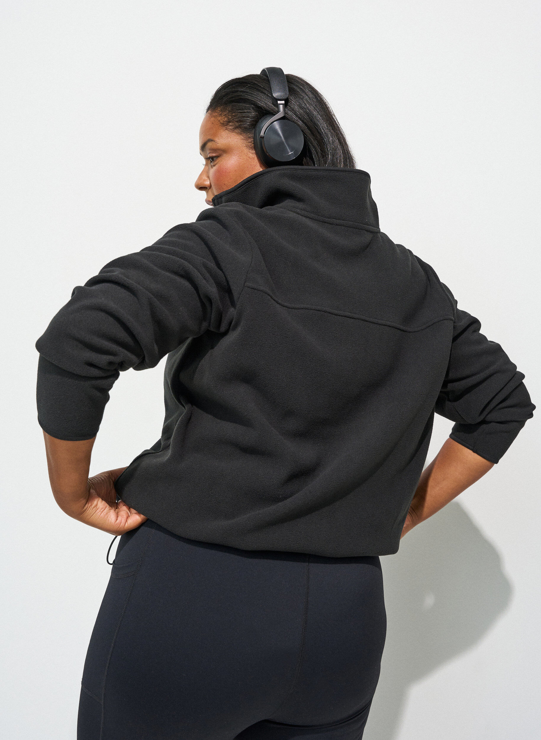 ZizziFleecejacke mit Taschen, Schwarz, Model image number 2
