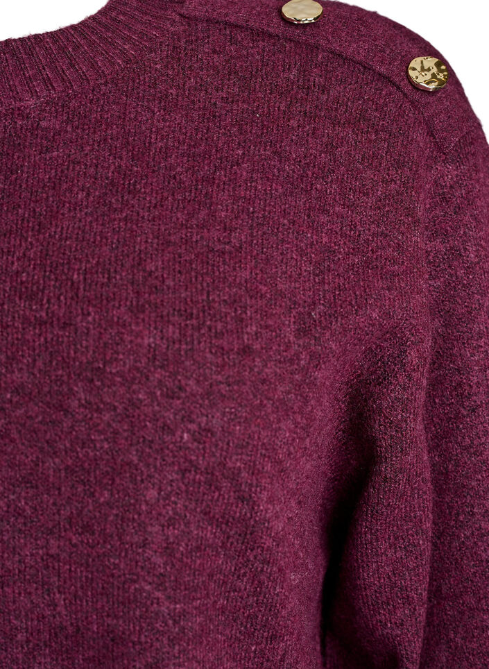 Strickbluse mit Knopfleiste, Dunkles Bordeaux, Packshot image number 2