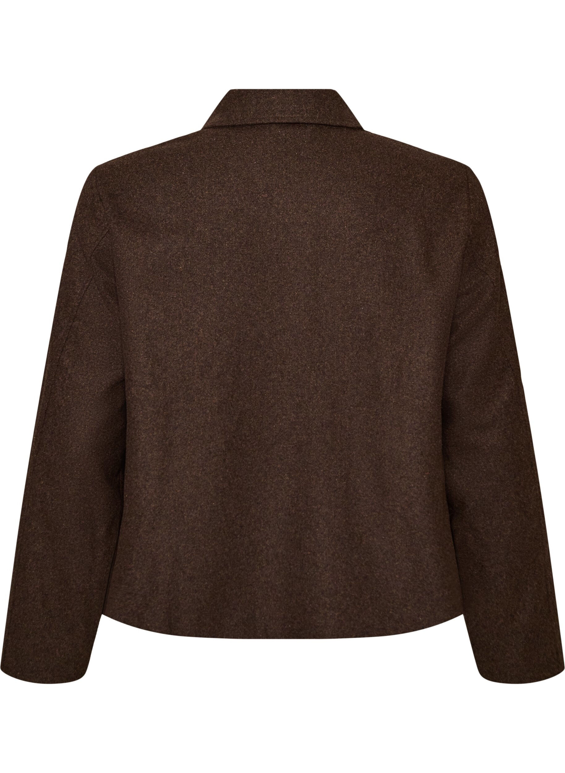ZizziKurze Jacke mit Hemdkragen und Rei&szlig;verschluss, Braun, Packshot image number 1