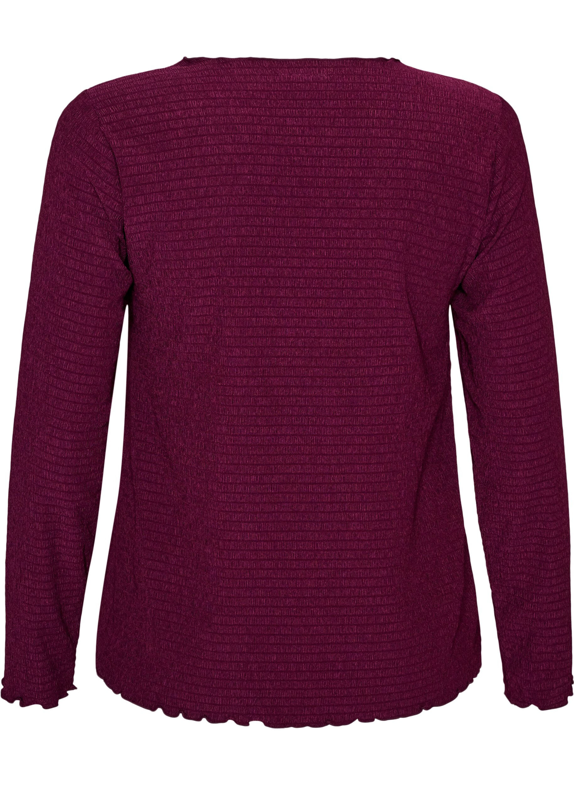 ZizziStrukturierte Bluse mit Wellenkanten, Lila, Packshot image number 1