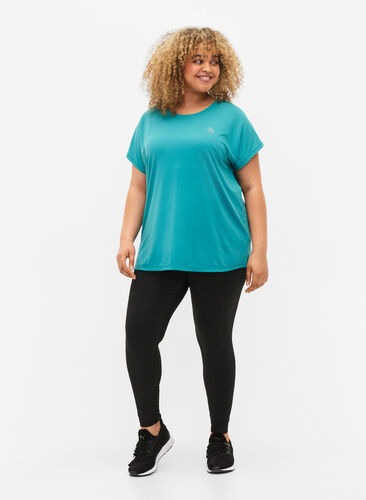 Kurzärmeliges Trainings-T-Shirt, Green-Blue Slate, Model image number 1