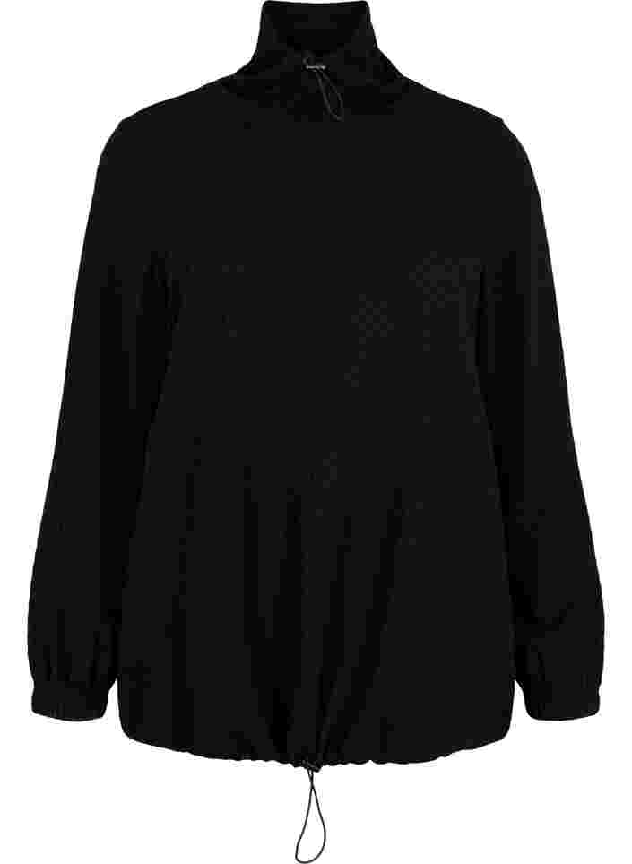 Sweatshirt mit hohem Hals und verstellbarem Gummizug, Black, Packshot image number 0