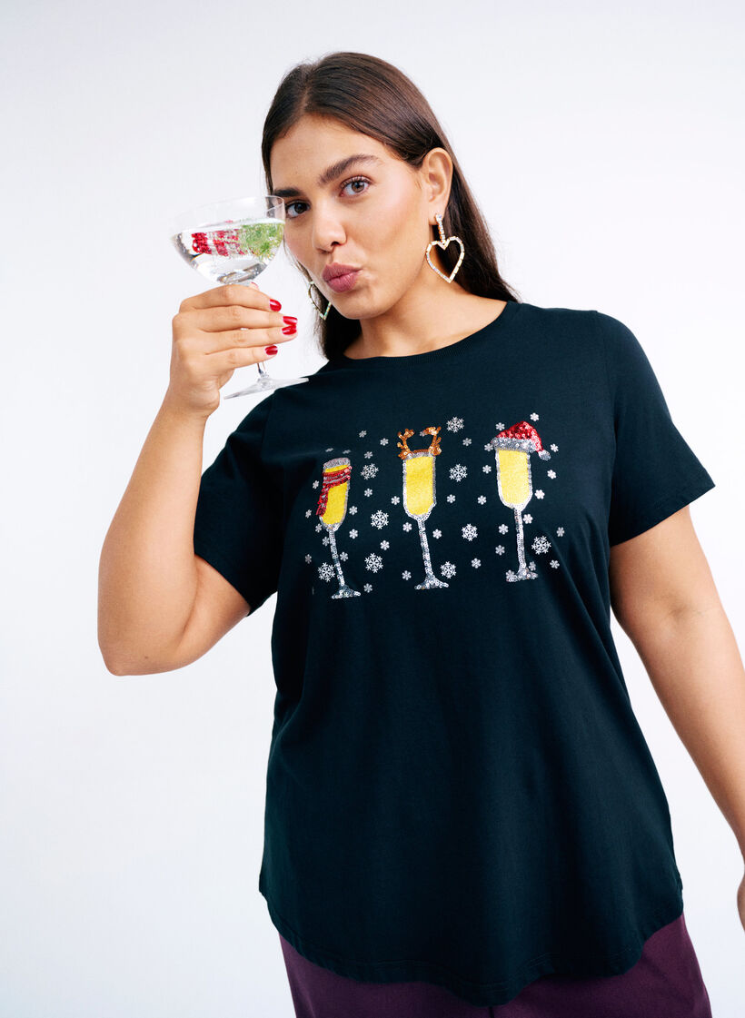 Weihnachts-T-Shirt aus Bio-Baumwolle, Schwarz, Image image number 0