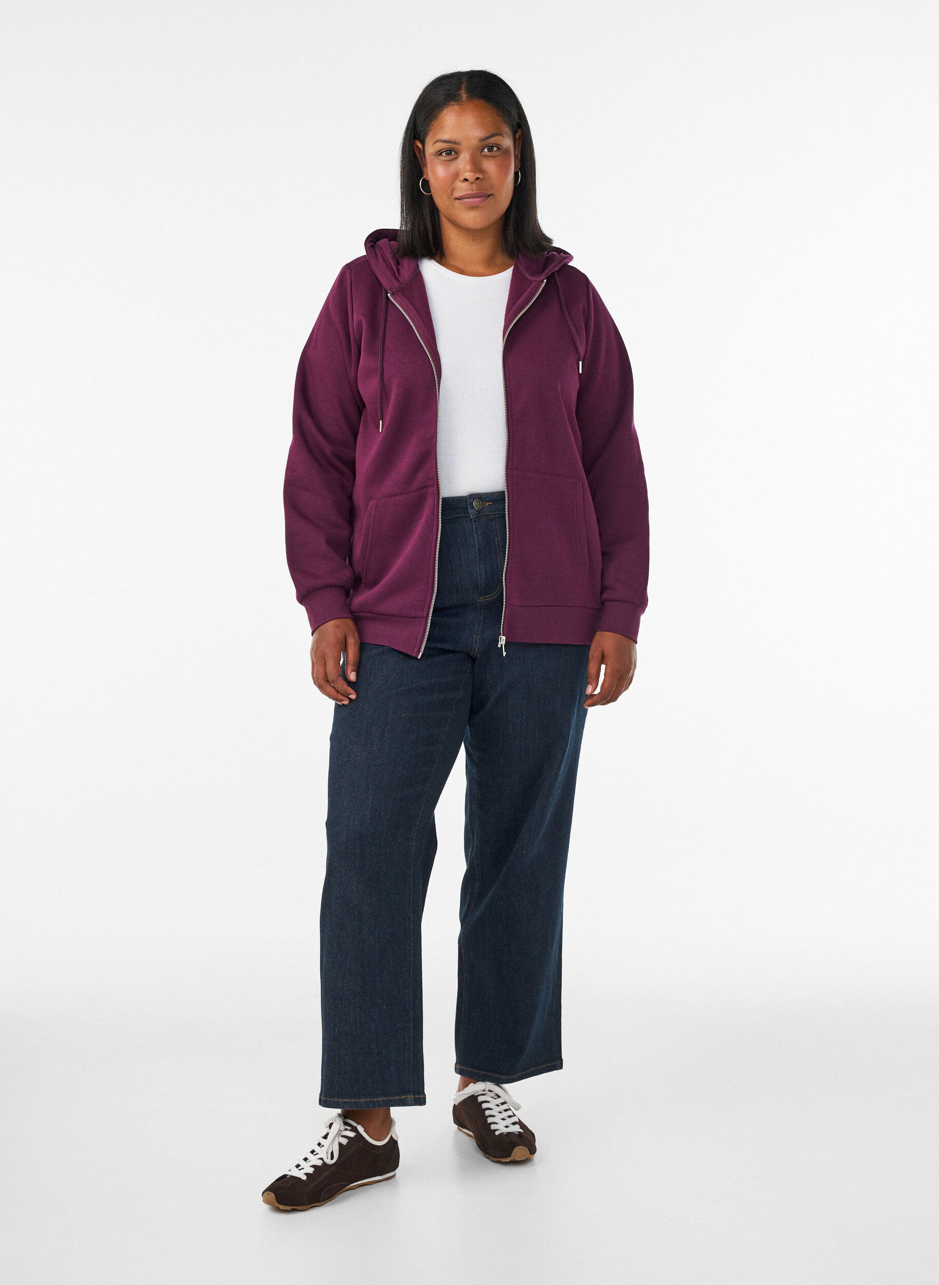 ZizziKapuzensweatshirt mit Rei&szlig;verschluss und Taschen, Lila, Model image number 1