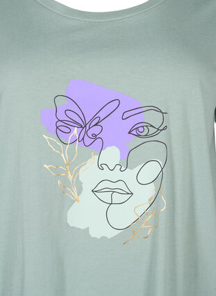 Baumwoll-T-Shirt mit Motiv, Ch. Green w. Face, Packshot image number 2