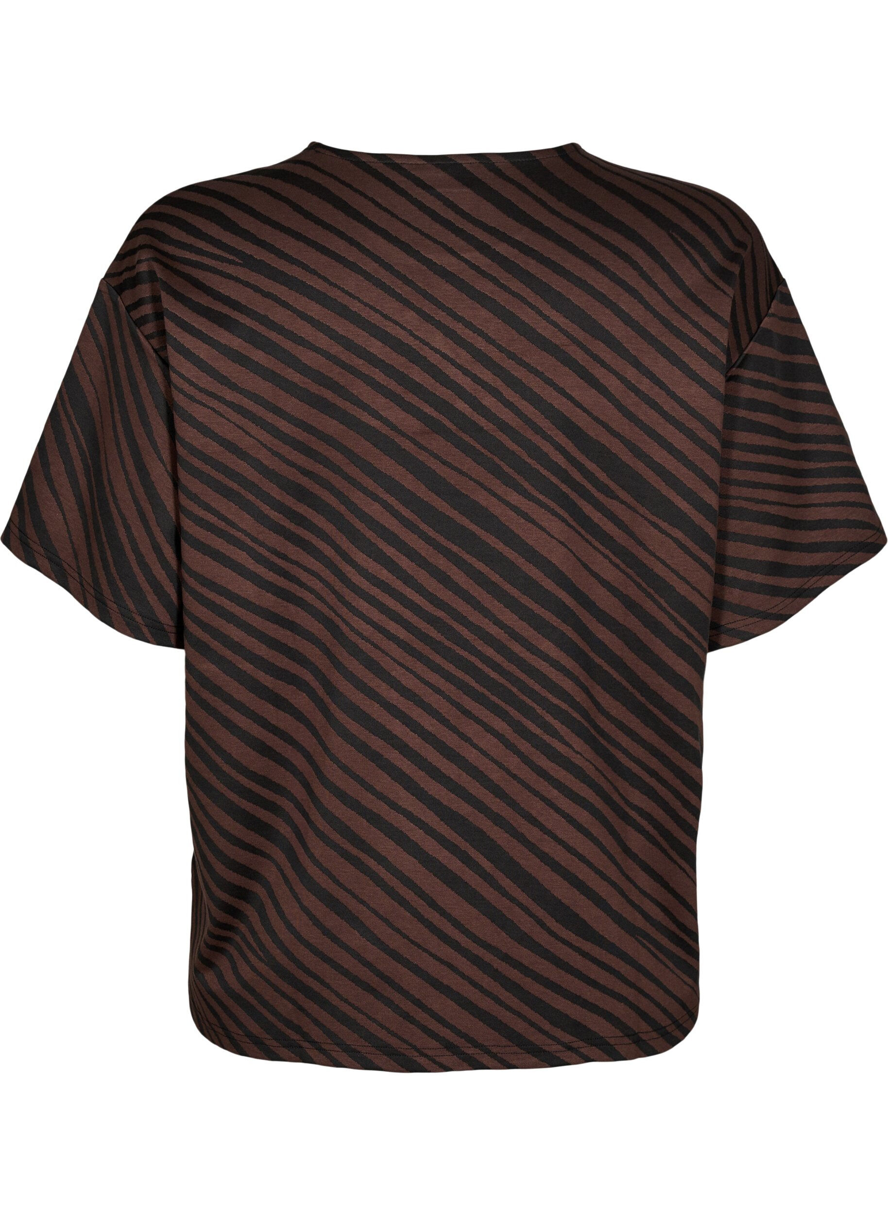 Zizzi Oversize-Bluse mit Muster, Braun, Packshot image number 1