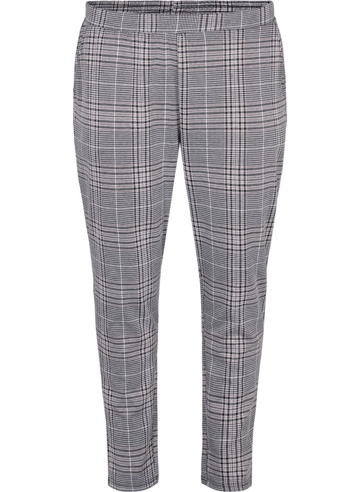 Cropped Hose Maddison mit Karomuster, Black Check, Packshot image number 0