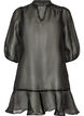 Kurzes Kleid aus Organza mit R&uuml;schensaum, Schwarz, Packshot image number 0