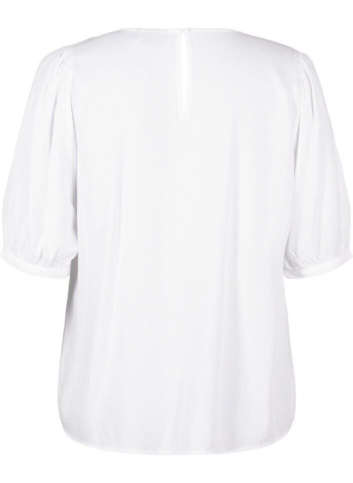  Viskosebluse mit 1/2 Ärmeln, Bright White, Packshot image number 1