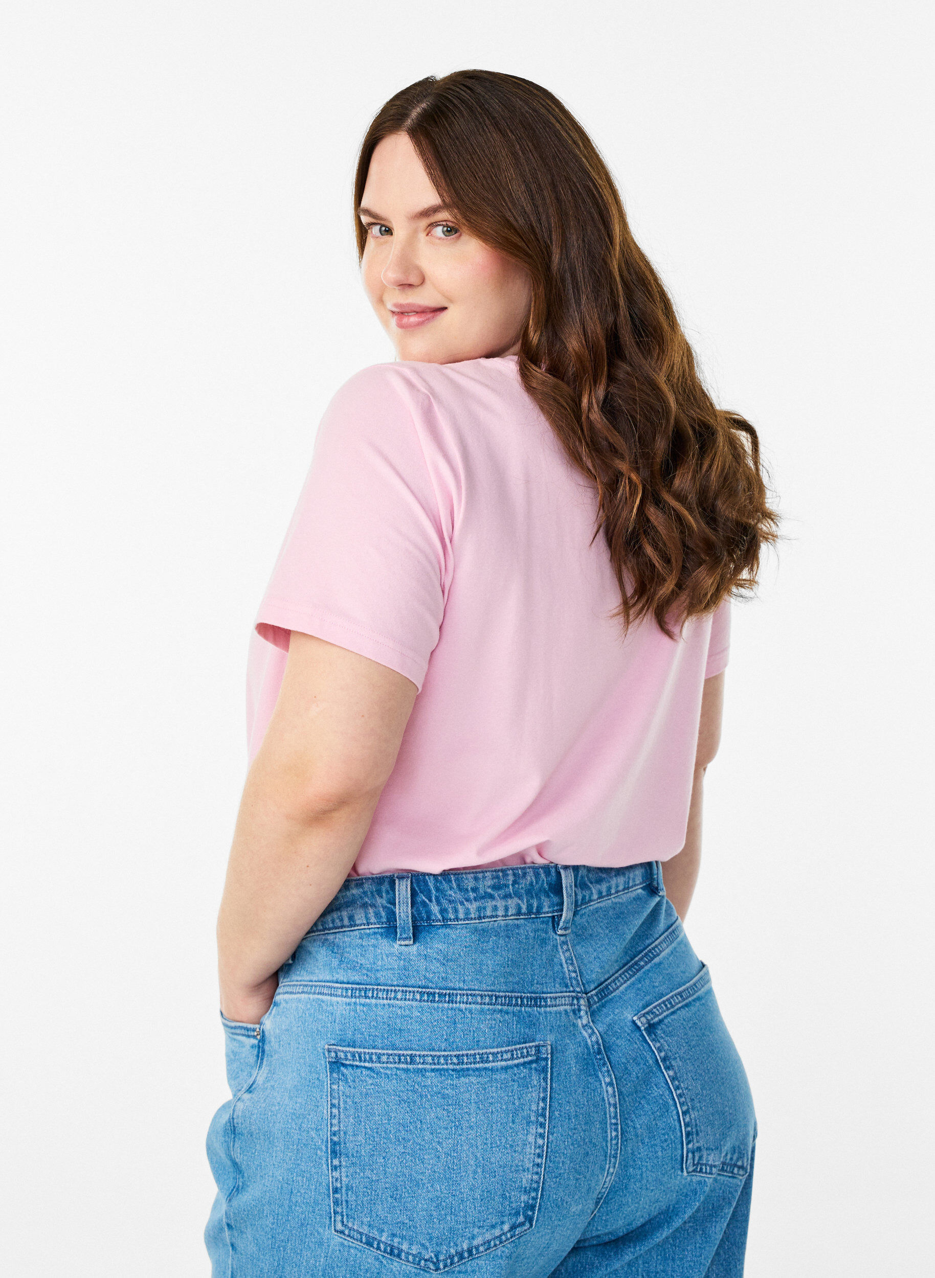 ZizziEinfarbiges Basic-T-Shirt aus Baumwolle, Rot, Model image number 2