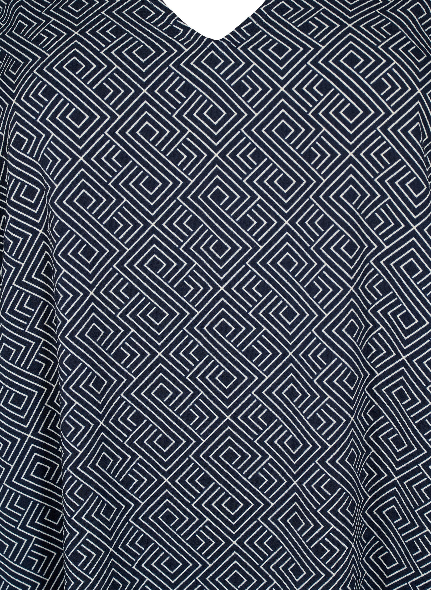 Zizzi Kleid mit V-Ausschnitt und Aufdruck, Navy Graphic AOP, Packshot image number 2