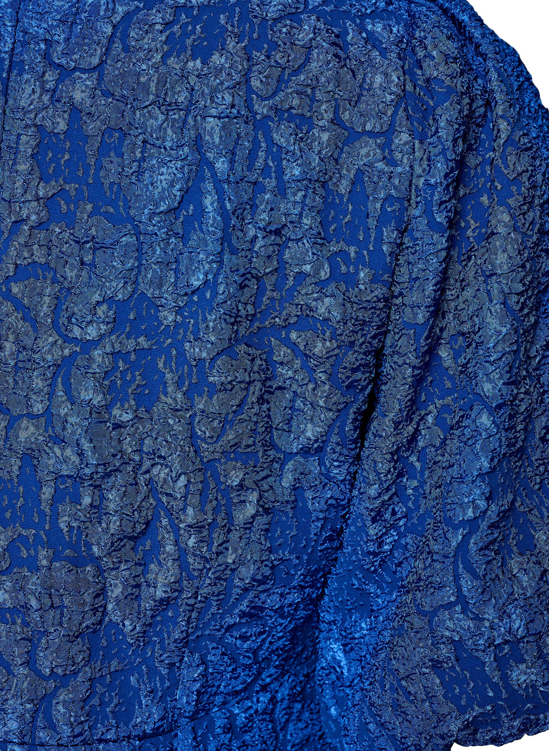 ZizziKleid aus Jacquard mit Puff&auml;rmeln und A-Linie, Blau, Packshot image number 3