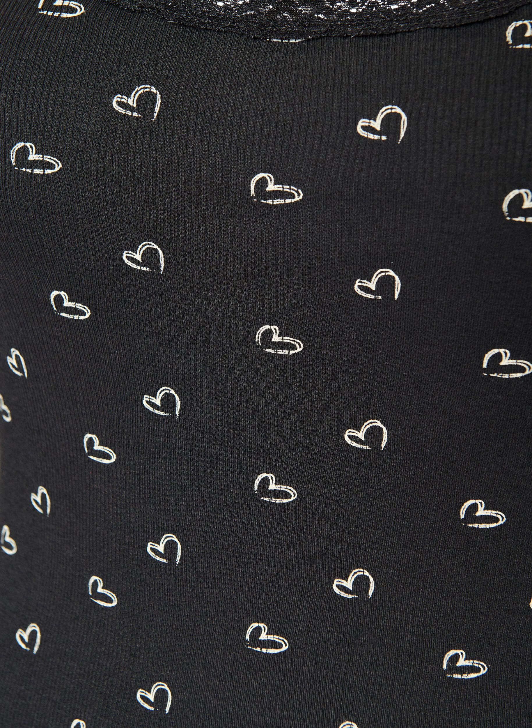 ZizziOberteil mit Aufdruck und Spitzenborte, Schwarz, Packshot image number 2