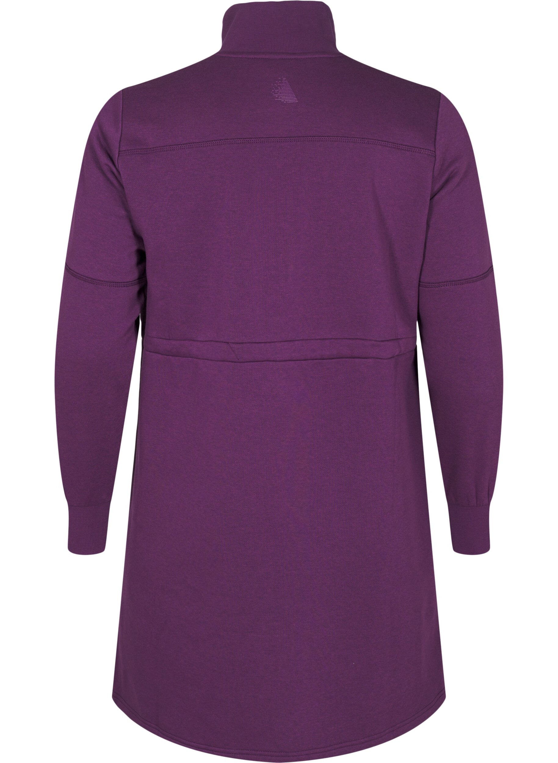 Zizzi Kurzes Sweatshirtkleid mit Stehkragen und verstellbarer Taille, Deep Purple, Packshot image number 1