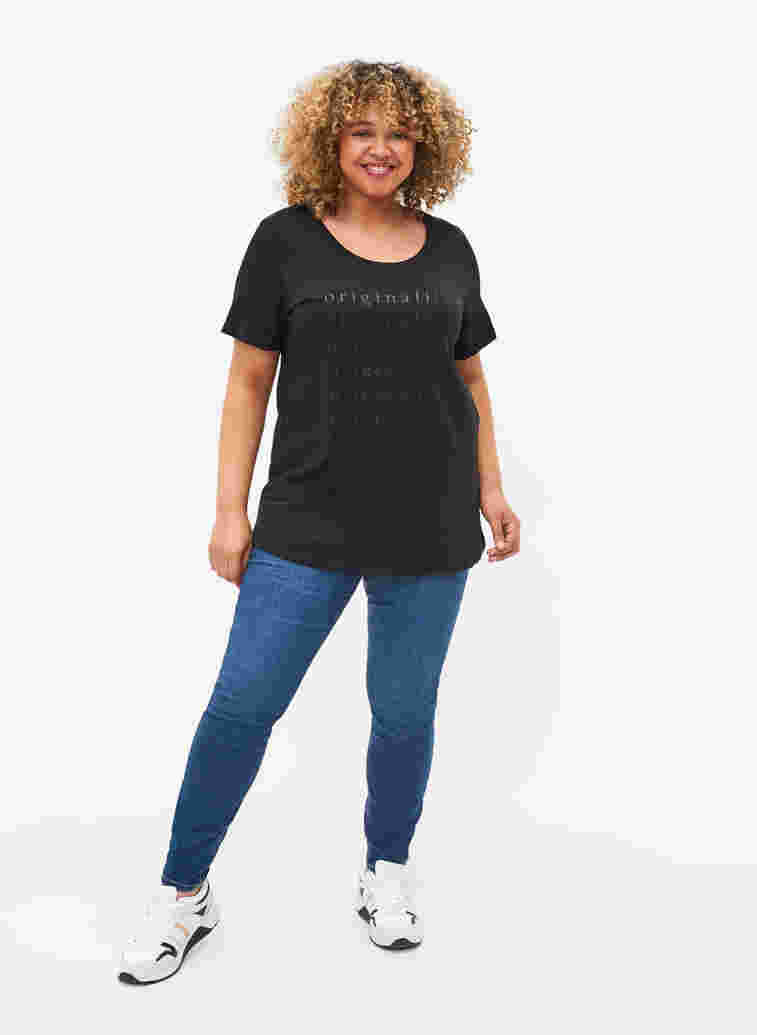 Baumwoll-T-Shirt mit zweifarbigem Logodruck, Black Originality, Model image number 2