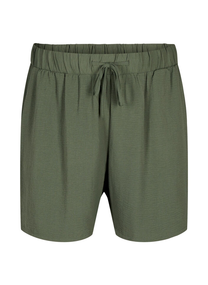Kurze Hose mit Taschen und elastischem Bund, Gr&uuml;n, Packshot image number 0