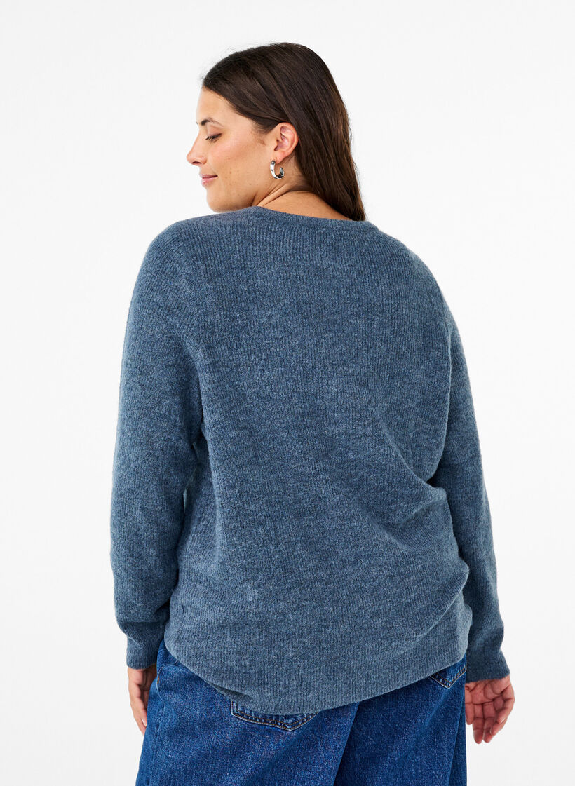 Melange-Pullover mit Rundhalsausschnitt, Bering Sea Mel., Model image number 1