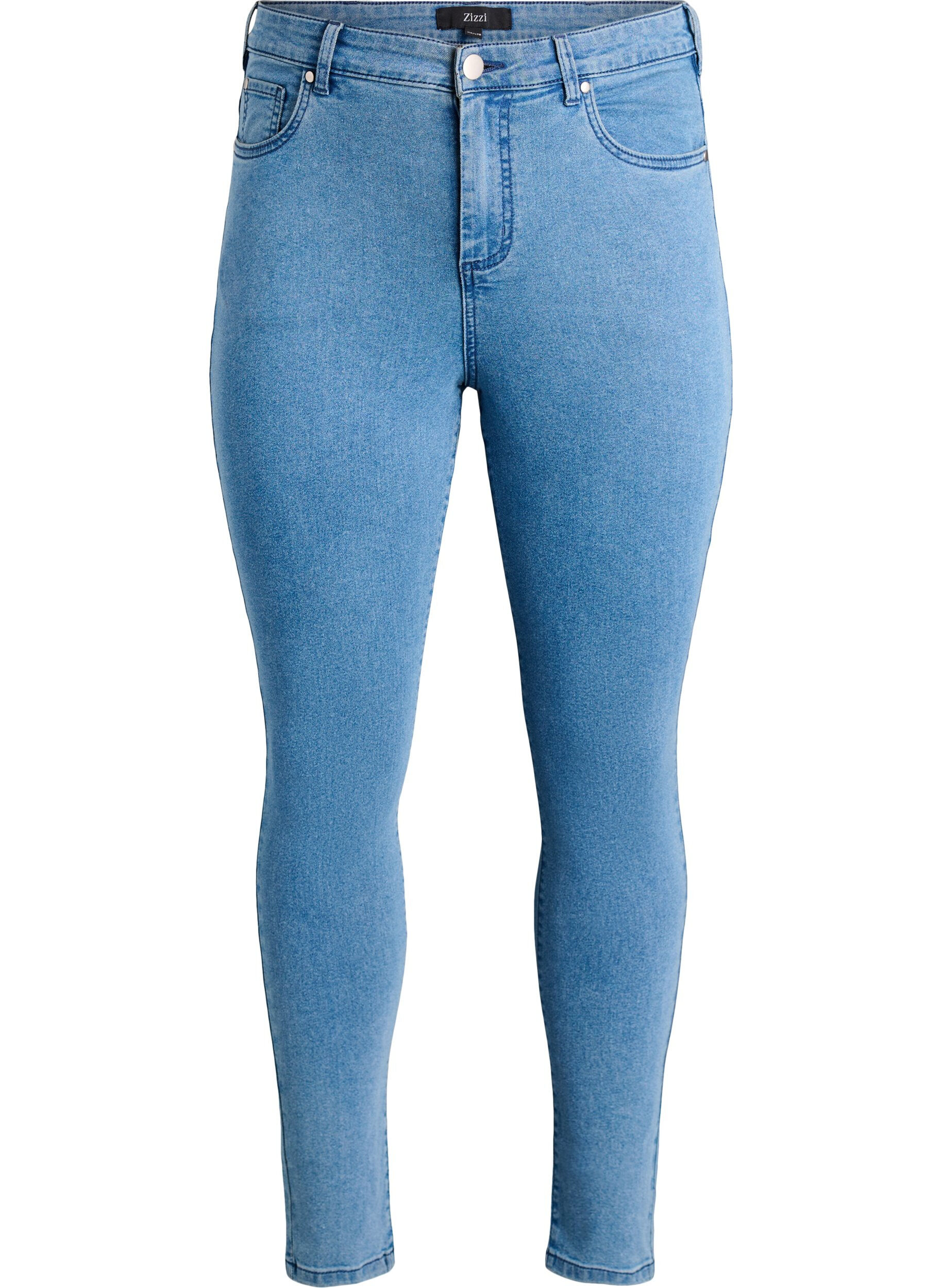 Zizzi Amy Super Slim Fit Jeans mit hoher Taille, Blau, Packshot image number 0