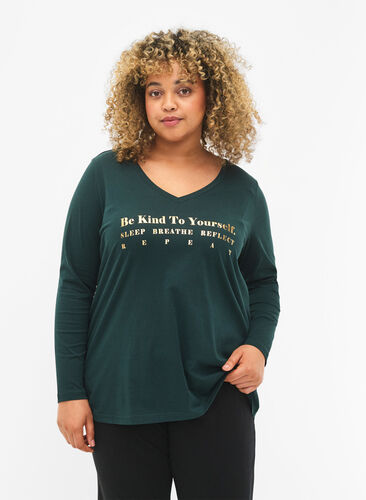 Nachthemd aus Baumwolle mit Text-Aufdruck, Scarab, Model image number 0