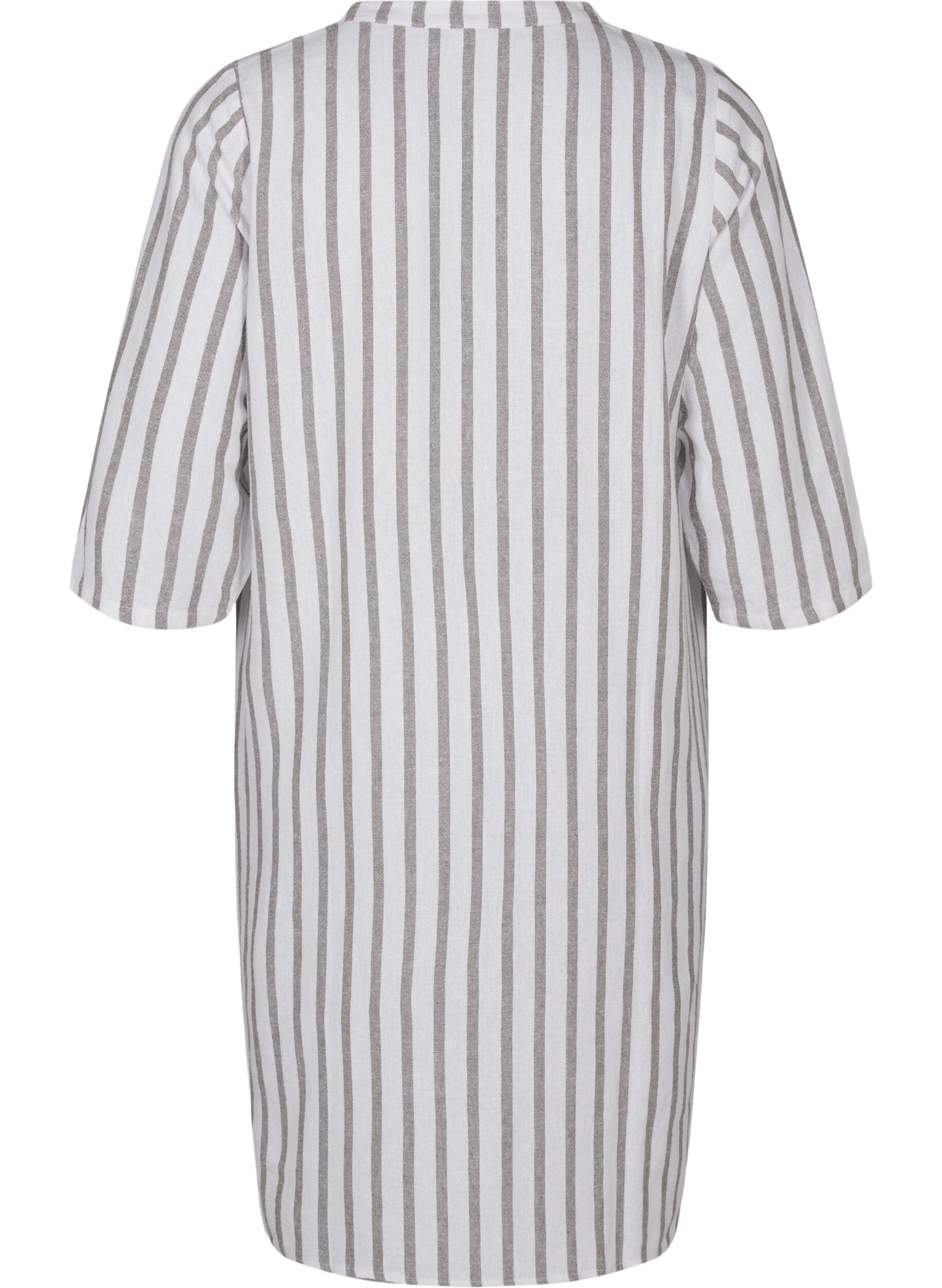 Zizzi Gestreiftes Tunika-Kleid aus Leinen-Viskose-Mix, White Stripe, Packshot image number 1