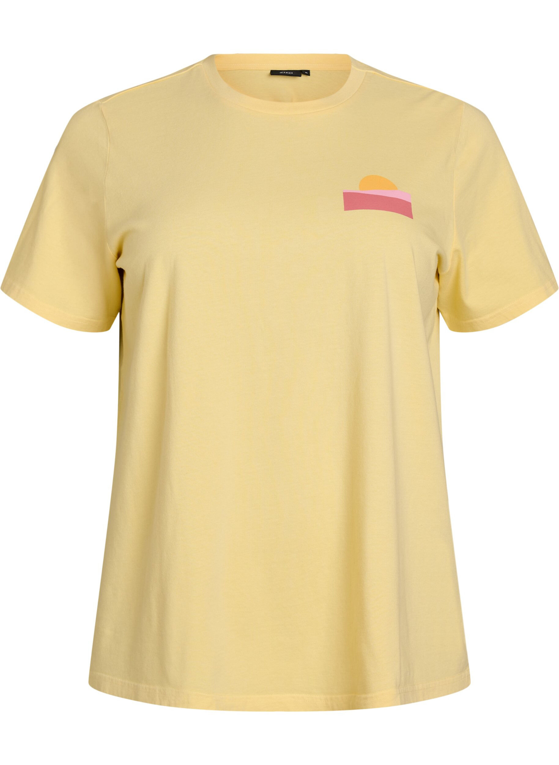 ZizziT-Shirt aus Bio-Baumwolle mit R&uuml;ckenprint, Gelb, Packshot image number 0