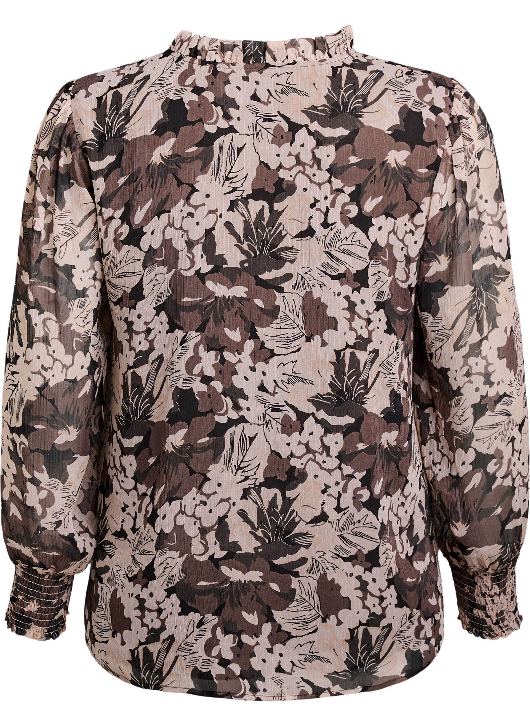 Zizzi Bluse mit floralem Print, Schwarz, Packshot image number 1