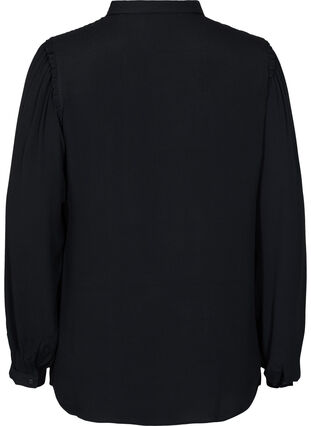 Langarmshirt aus Viskose mit Rüschendetails, Black, Packshot image number 1