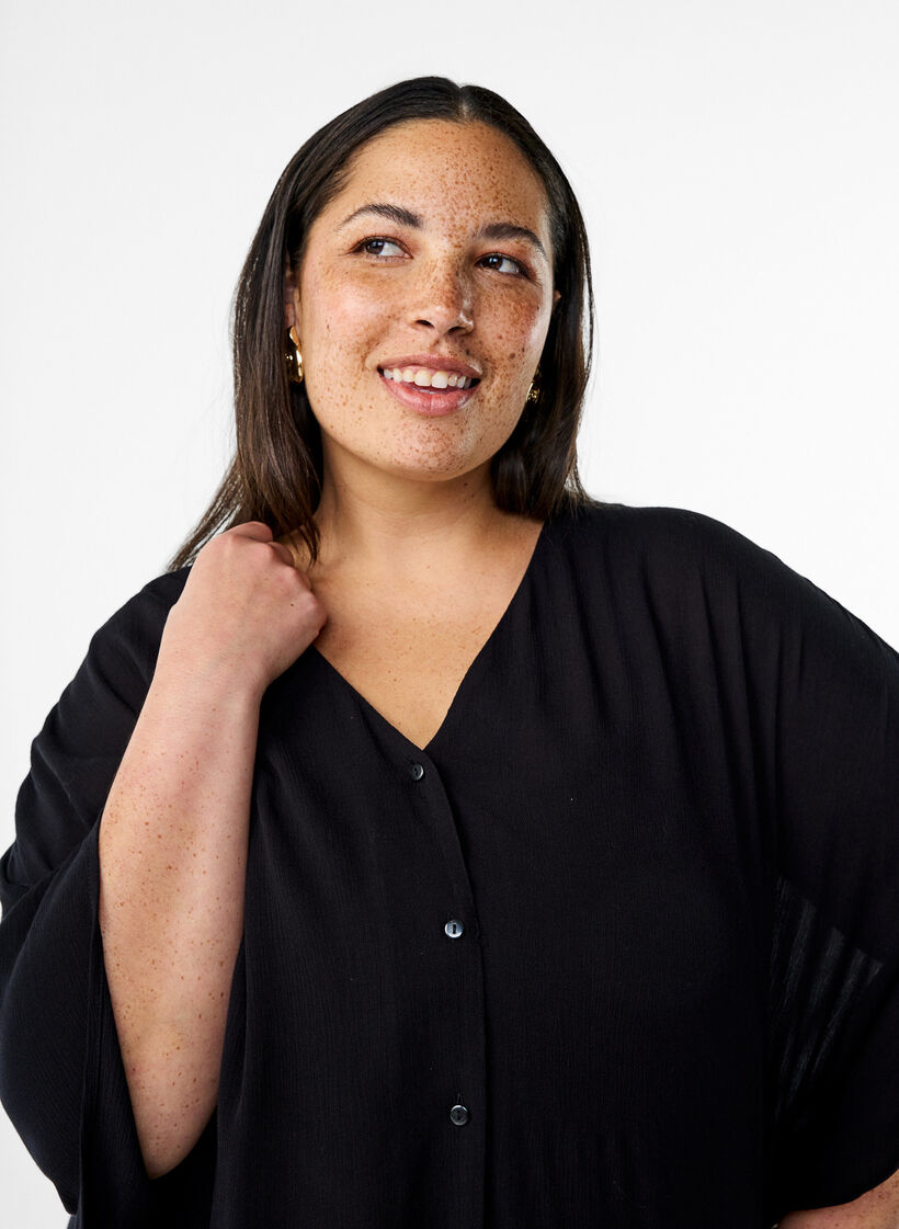 Kaftan-Strandkleid mit Kn&ouml;pfen, Schwarz, Model image number 2